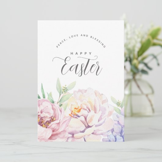 Pastel Floral Easter - Aangepast Wenskaart (Staand voorkant)