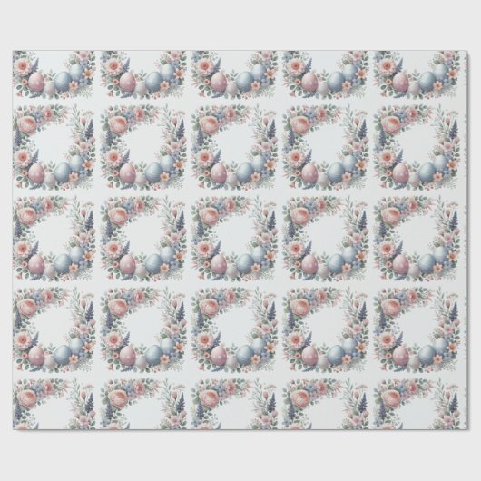 Pastel Floral Easter Egg Wrapping Paper Cadeaupapier (Vlak)