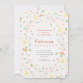 Pastel Floral Eerste Verjaardag Uitnodiging (Voorkant)