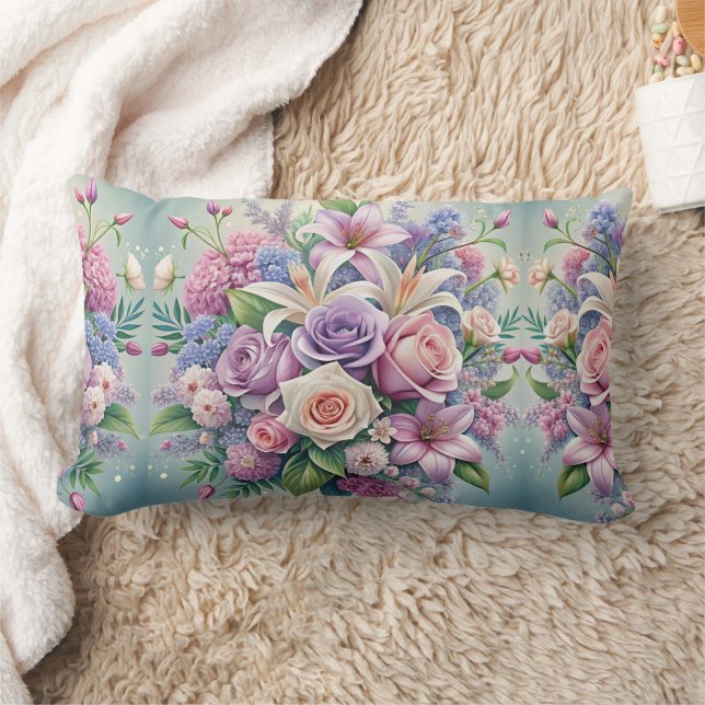 Pastel Floral Elegance Sierkussen Hoesje Kussen (Deken)