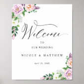 Pastel Floral Elegant Weddenschap Welkomstteken Poster (Voorkant)