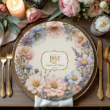 Pastel Floral Elegante Waterverf Roze Blauw n Goud