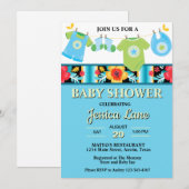 Pastel Floral en Plaid Boy Baby shower Kaart (Voorkant / Achterkant)