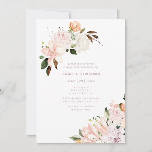 Pastel Floral Engagement Party Kaart (Voorkant)