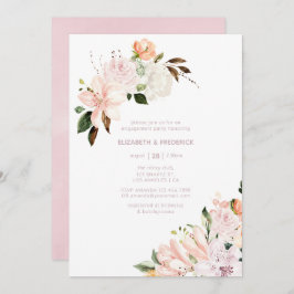 Pastel Floral Engagement Party Kaart