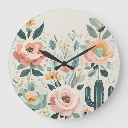 Pastel Floral Fiesta Grote Klok (Voorkant)