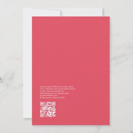 Pastel Floral Fiesta Wedding Details QR Code Kaart (Achterkant)