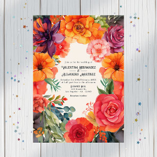 Pastel Floral Fiesta Wedding Details QR Code Kaart