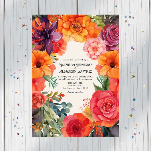 Pastel Floral Fiesta Wedding Details QR Code Kaart