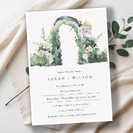 Pastel Floral Garden Arch Botanical Wedding Invite Bedankkaart