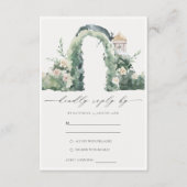 Pastel Floral Garden Arch Botanical Wedding RSVP Informatiekaartje (Voorkant)