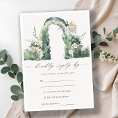 Pastel Floral Garden Arch Botanical Wedding RSVP Informatiekaartje