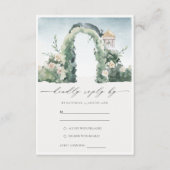 Pastel Floral Garden Arch Botanical Wedding RSVP Informatiekaartje (Voorkant)