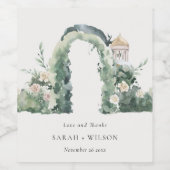 Pastel Floral Garden Arch Botanische Bedankt Wijn Etiket (Enkel label)