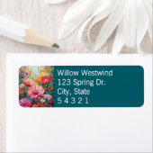 Pastel Floral Garden Blauwgroen retour adreslabel Etiket (Insitu)