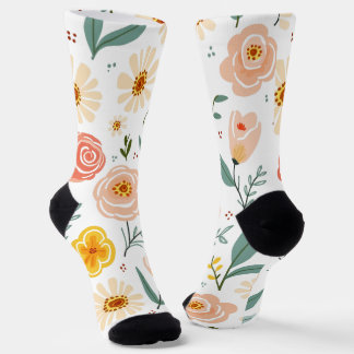Pastel Floral Garden Botanical Graphic Art Sokken