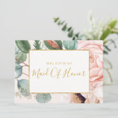 Pastel Floral Garden | Maid of Honor proposal card Kaart (Staand voorkant)