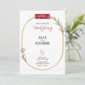 Pastel Floral Geometric Lijst Indian Wedding Kaart (Staand voorkant)