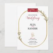 Pastel Floral Geometric Lijst Indian Wedding Kaart (Voorkant / Achterkant)