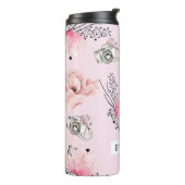 Pastel Floral, gepersonaliseerd Roos Thermosbeker (Gedraaid links)