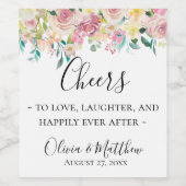 Pastel Floral gepersonaliseerd wijnlabel Wijn Etiket (Enkel label)