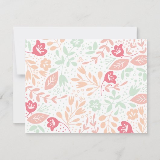 Pastel Floral Grace Wedding Reception Card Kaart (Achterkant)