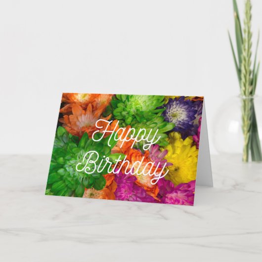 Pastel Floral Happy Birthday Kaart (Voorkant)
