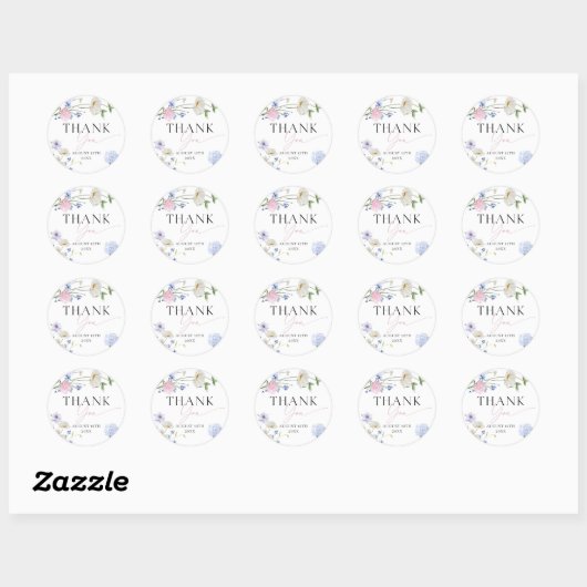 Pastel Floral Hartelijk dank Ronde Sticker (Vel)
