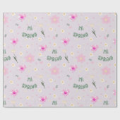 Pastel Floral Hi Spring Wrapping Paper Cadeaupapier (Vlak)