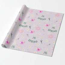 Pastel Floral Hi Spring Wrapping Paper