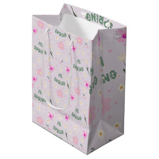 Pastel Floral Hi Spring Wrapping Paper Medium Cadeauzakje
