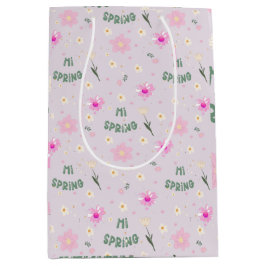 Pastel Floral Hi Spring Wrapping Paper Medium Cadeauzakje