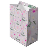Pastel Floral Hi Spring Wrapping Paper Medium Cadeauzakje (Achterkant Gekanteld)