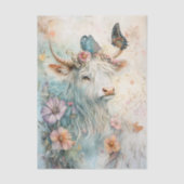 Pastel Floral Highland Cow Decoupage Tissuepapier (Voorkant)