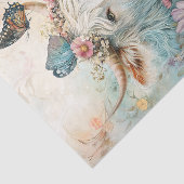 Pastel Floral Highland Cow Decoupage Tissuepapier (Detail)