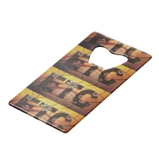 Pastel Floral Hippy ETC abstract Creditkaart Flessenopener (Achterkant Gekanteld)