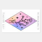 Pastel Floral Hologram Diamond Book Bord Rechthoekige Sticker (Voorkant)