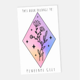 Pastel Floral Hologram Diamond Book Bord Rechthoekige Sticker