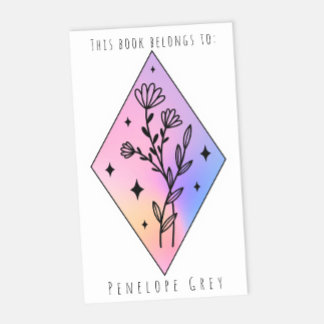 Pastel Floral Hologram Diamond Book Bord Rechthoekige Sticker