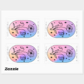 Pastel Floral Hologram Ovaal Boek Bord Rechthoekige Sticker (Vel)