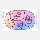 Pastel Floral Hologram Ovaal Boek Bord Rechthoekige Sticker (Voorkant)