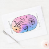 Pastel Floral Hologram Ovaal Boek Bord Rechthoekige Sticker (Envelop)