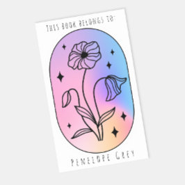Pastel Floral Hologram Ovaal Boek Bord Rechthoekige Sticker