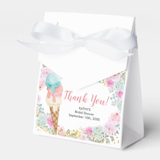 Pastel Floral Ice crème Party Favor Box Bedankdoosjes (Voorkant Zijde)