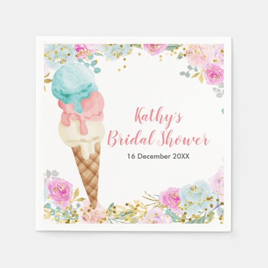 Pastel Floral-ijs Koeweitjes douche Napkin Servet (Voorkant)