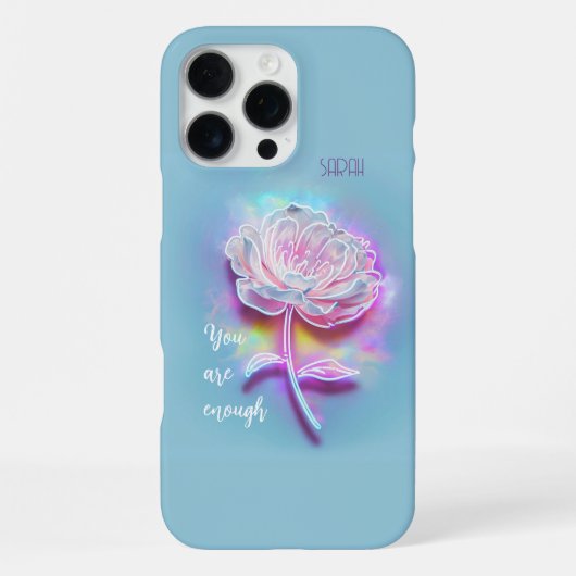 Pastel Floral Inspirerend Quote 'Je bent genoeg' iPhone Hoesje (Achterkant)