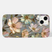 Pastel Floral iPhone Case Gold Flower Design (Achterkant (horizontaal))