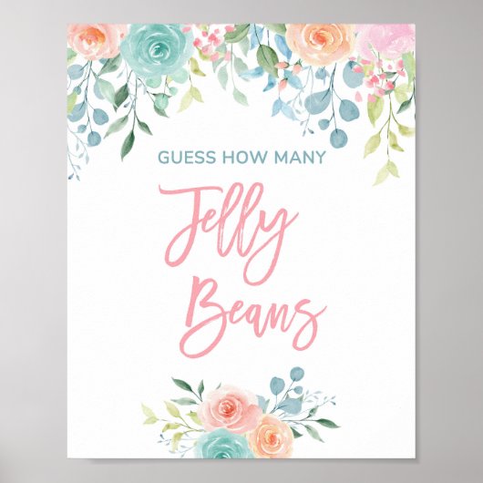 Pastel Floral Jelly Bean Guessing Game Sign 8x10 Poster (Voorkant)