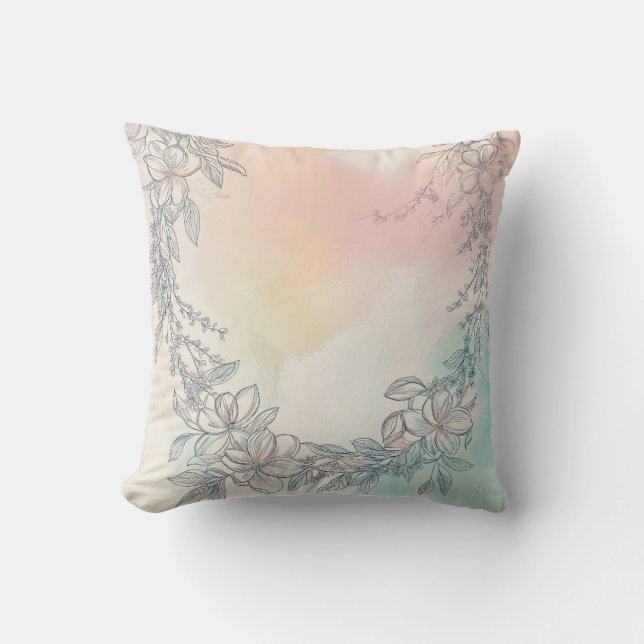 Pastel Floral Krans Kussen (Voorkant)