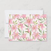 Pastel floral lelie roze groen RSVP kaartje (Achterkant)
